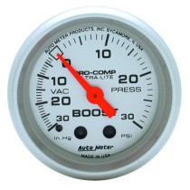 Laddtrycksmätare 52mm 30IN HG / 30PSI (Mekanisk) Ultra-Lite